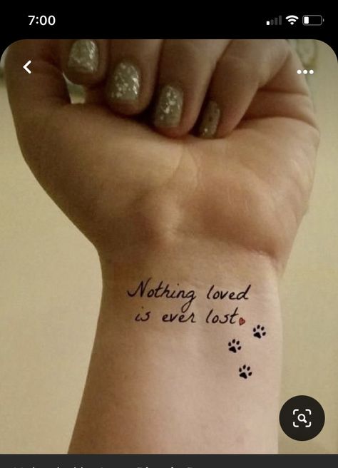 Small Tattoos To Remember A Dog, Unique Dog Memorial Tattoo, Tattoos For Lost Pets, Bear Paw Tattoos For Women, Tatoos To Remember Your Dog, Cute Dog Memory Tattoos, Tattoos For Dog Lovers, Tiny Wrist Tattoos, Dog Memorial Tattoos