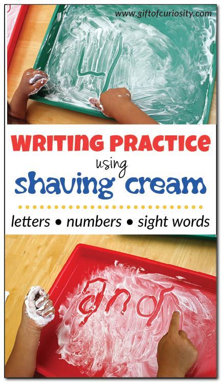 Writing practice using shaving cream: This sensory writing activity uses shaving cream to make learning letters, numbers, and sight words fun and easy for kids! #sensoryplay #handsonlearning #ece || Gift of Curiosity Sensory Writing, Sight Word Fun, Pre Writing Activities, Preschool Writing, Preschool Literacy, Pre Writing, Preschool Learning Activities, Learning Letters, Alphabet Activities