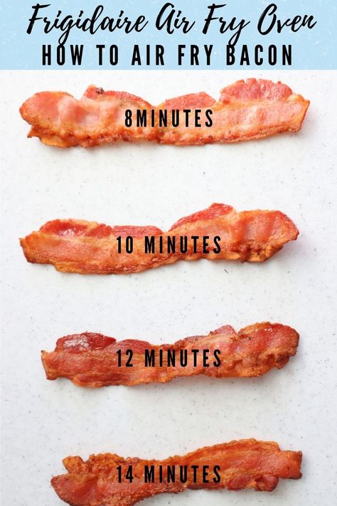 How to air fry bacon in the Frigidaire air fry oven Cooking Bacon In Air Fryer Oven, Air Dry Bacon, Bacon Air Fryer Time, How Long To Cook Bacon In Air Fryer, Air Fry Bacon In Oven, Airfryer Bacon Recipe, Air Frying Bacon, How To Make Bacon In The Air Fryer, Air Fryer In Oven Recipes