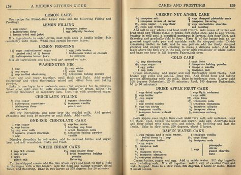 1940s cake recipes, 1940s frosting recipes, vintage cake recipes Old Time Recipes, Lemon Frosting, Kitchen Guide, Old Cookbooks, Recipes Vintage, Handwritten Recipes, Recipes With Pictures, Vintage Cooking, Grandmas Recipes