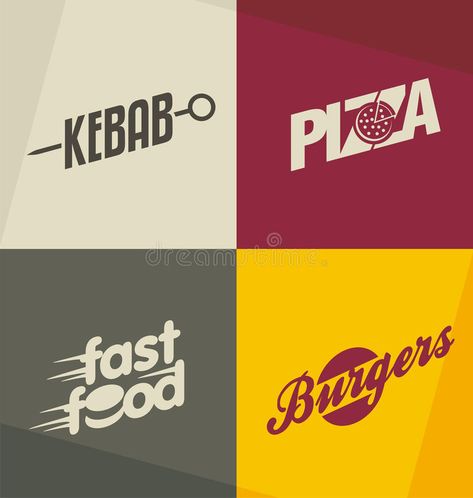 Fast food logo design concepts. Set of unique fast food logo design concepts and , #AFF, #Set, #concepts, #fast, #unique, #food #ad Fast Food Logo Design, Food Business Logo, Fast Food Restaurant Logo, Fast Food Branding, Vegan Kebab, Fast Food Logo, Elements Symbols, Food Brand Logos, Concept Product