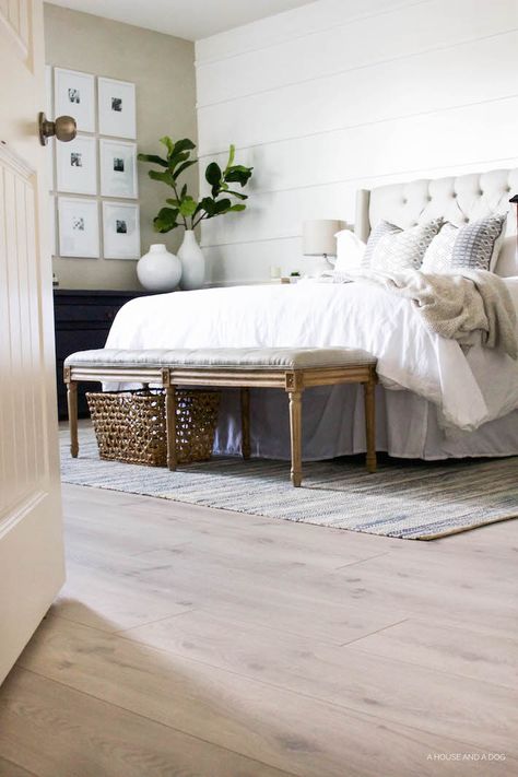 Our New Modern Oak Floors from @genuinepergo floors are a dream! They have completely transformed our modern farmhouse bedroom space and I am in LOVE! (ad) Pergo Flooring, Farmhouse Style Bedrooms, Modern Farmhouse Bedroom, Apartment Decoration, White Oak Floors, Murphy Beds, Farmhouse Bedroom Decor, Farmhouse Interior, Farmhouse Bedroom