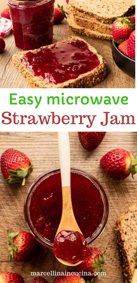 Microwave Strawberry Jam, Microwave Jam, Strawberry Jam Without Pectin, Jam Uses, Jam Without Pectin, Scones And Jam, Easy Strawberry Jam, Summer In A Bottle, Comfort Pasta