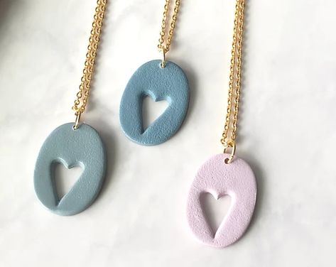 CordandClayCo - Etsy Air Dry Clay Jewelry Diy Pendants, Cute Clay Necklace, Polymer Clay Pendant Ideas, Diy Clay Necklace, Air Dry Clay Necklace, Fimo Necklace, New Necklace Designs, Coos Bay Oregon, Polymer Clay Ring