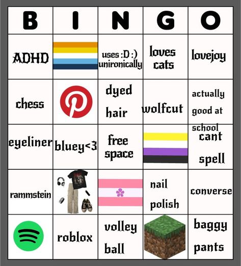 Normal Human Bingo, Nonbinary Bingo, Pan Bingo, Therian Bingo, Trans Bingo, Bingo Games For Adults, Bottom Bingo, Tiktok Bingo, Childhood Bingo