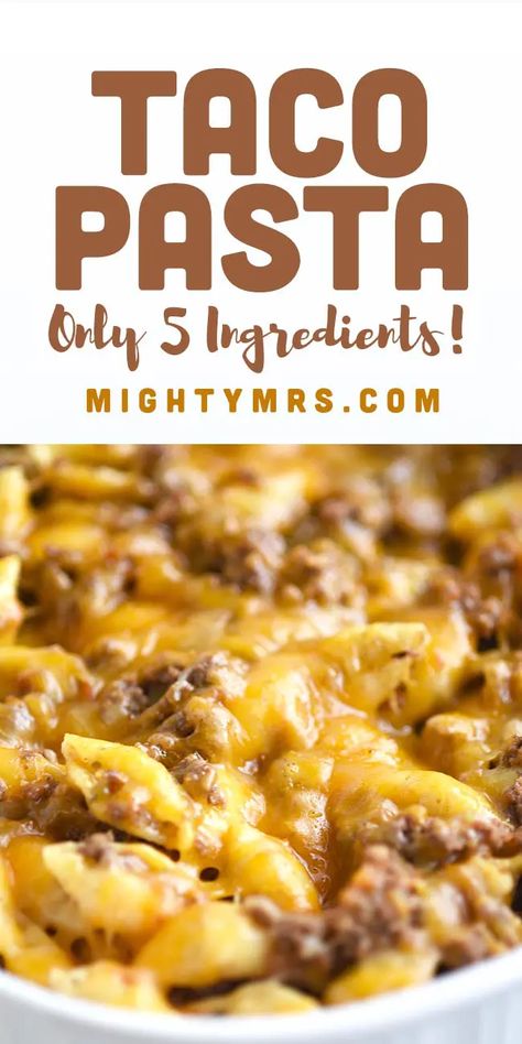 Quick Easy Mexican Food, Last Minute Recipes Dinner, Ground Beef Recipes 5 Ingredients Or Less, Easy Meal Ground Beef, Taco Pasta Bake Cream Cheese, Ground Beef And Sour Cream Recipes, Few Ingredient Meals Ground Beef, Cheesy Taco Pasta Bake, Baked Taco Pasta