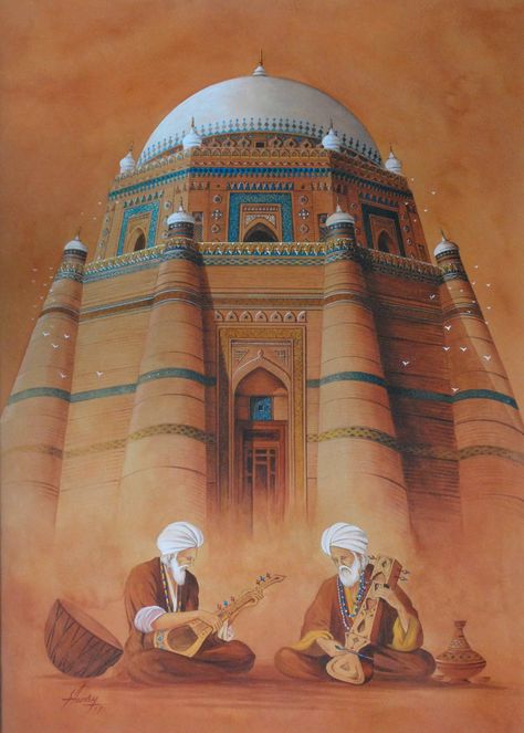 Pakistani Architecture Paintings, Pakistani Paintings, Pakistani Culture Art, Balochistan Culture, Multan Pakistan, Pakistan Art, Pakistani Art, Mughal Art Paintings, Mughal Architecture