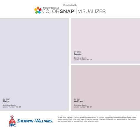 Best Light Purple Paint Color Sherwin Williams, Sherwin Williams Violet Paint Colors, Pastel Purple Paint Colors, Sherwin Williams Lilac Paint Colors, Sherwin Williams Spangle, Pale Purple Paint Colors, Sherwin Williams Lavender Paint Colors, Lilac Accent Wall, Lilac Wall Color