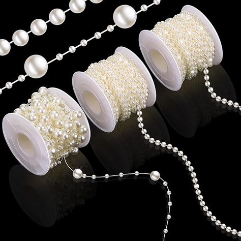 Amazon.com: Bonuci 3 Rolls 66 Feet Pearls String Beads Decoration Faux Pearl Garland Roll Strand for Crafting String of Flowers Wedding Valentine Decoration (4mm,Ivory) Pearl Garland, Beaded Christmas Decorations, Valentine Decoration, Christmas Tree Beads, Ganapati Decoration, Porch Flowers, Diy Armband, Pearl Decorations, Notice Board