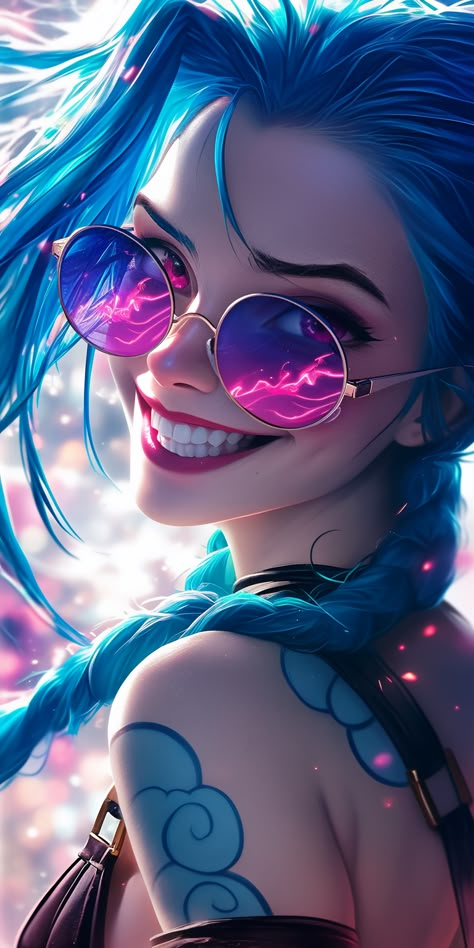 Created with Midjourney Ai #Character #Fantasy #Anime #cartoon #cyberpunk #sci-fi League Of Legends Vi, Cartoon Cyberpunk, League Of Legends Poster, Cyberpunk Female, Female Artwork, Girl Wallpapers, Girly Wallpapers, Jinx League Of Legends, Arte Cyberpunk