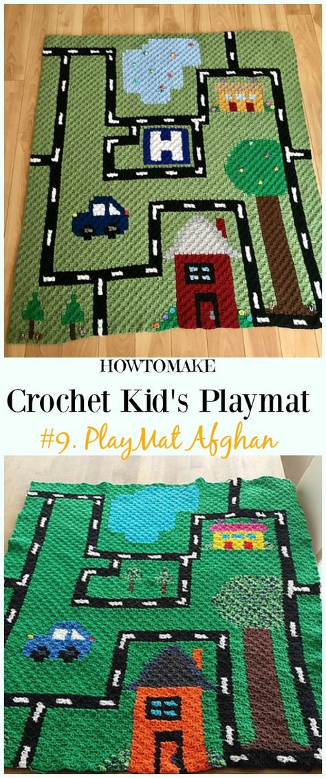 Crochet Road Play Mat Free Pattern, Crochet Play Mat Free Pattern, Crochet Playmat, Crochet Rug Patterns Free, Crochet Baby Boy Hat, Afghan Crochet Pattern, Kids Crochet Pattern, Crochet Kids, Baby Crochet Patterns Free