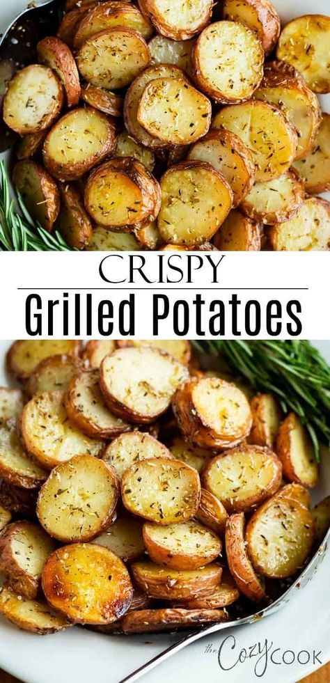 Vegan Grill, Griddle Cooking Recipes, Recipes Potatoes, Cozy Cook, Grilling Recipes Sides, Sommer Mad, Rosemary Potatoes, Griddle Recipes, Grilled Steak Recipes