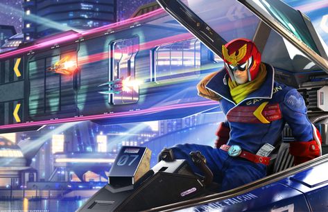 Next Race: Mute City by Tyler Gibbons Captain Falcon, F Zero, Star Fox, Smash Brothers, Dope Art, Mario Kart, Comic Panels, Cyberpunk 2077, 3d Artist