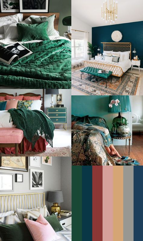 <3 emerald, red, navy, slate blue, gold, blush Navy And Pink Guest Bedroom, Emerald Green And Teal Bedroom, Emerald Green Headboard Bedroom, Emerald Green Navy Blue And Gold Living Room, Emerald Green And Blue Living Room, Blue Green Rust Bedroom, Navy Green And Gold Bedroom, Rose Gold And Green Bedroom, Emerald And Blue Bedroom