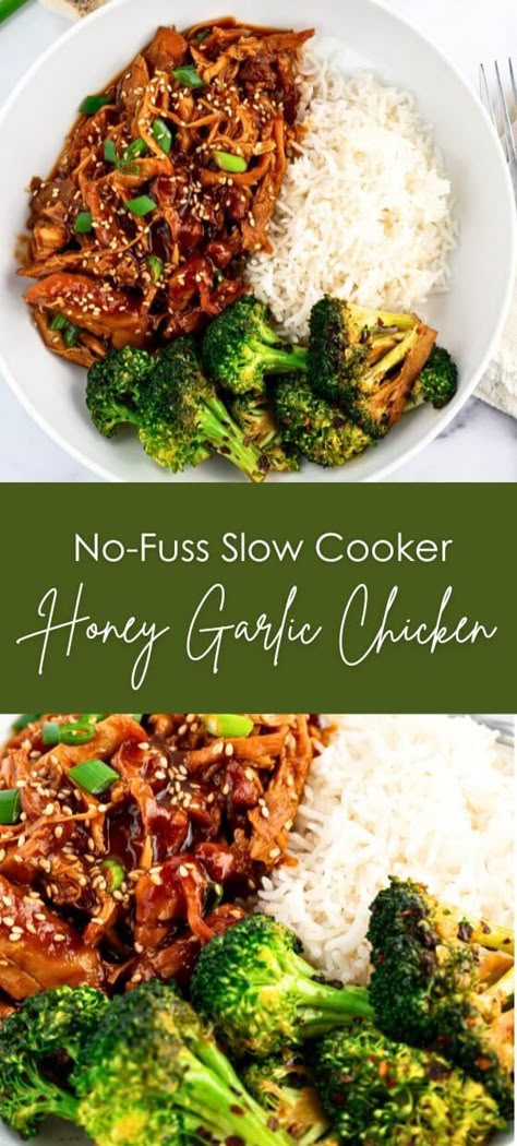 No-Fuss Slow Cooker Honey Garlic Chicken - Yummy and fully The Best Crockpot Meal, Asian Chicken Recipes Instant Pot, Macro Friendly Recipes Slow Cooker, Mongolian Chicken Slow Cooker, Crock Pot Dinner Chicken, Light Crockpot Recipes Healthy, Easy Crockpot Honey Garlic Chicken, Light Slow Cooker Recipes, Honey Garlic Ground Chicken