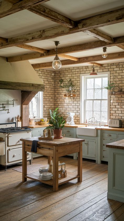 Maximize your space with these small kitchen island ideas. Perfect for creating extra storage and work areas in compact kitchens. #SmallKitchenIsland #KitchenIslandIdeas #UniqueKitchenDesign Kitchen Block Island, Small Free Standing Kitchen Island, Butcher Block In Kitchen, Small Kit Hen Island, Mismatched Kitchen Island, Small Kitchen With Large Island, Add Island To Small Kitchen, Cottage Kitchen With Island, Open Kitchen Island Ideas