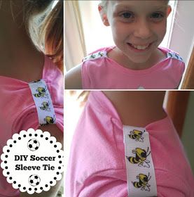 One Momma Saving Money: #DIY Soccer Sleeve Ties! Sleeve Scrunchies, Softball Banquet, Volleyball T Shirts, Soccer Ideas, Team Banners, Softball Crafts, Upcycle Crafts, Softball Uniforms, Softball Ideas