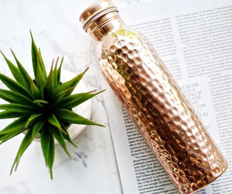 Copper Drinkware, Copper Bottle, Leak Proof Water Bottle, Gym Water Bottle, Copper Water Bottle, Copper Vessel, Coconut Health Benefits, Copper Gifts, Metal Water Bottle