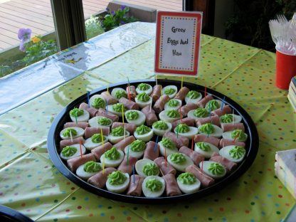 Interesting twist on Green Eggs and Ham and other Dr. Suess inspired recipes. So cute! Dr Seuss Baby Shower Ideas For Boys, Dr Suess Birthday Party Ideas 1st, Dr Suess First Birthday Boy, Dr Suess Food Ideas, Grinch Baby Shower Ideas For Boys, Grinch Theme Baby Shower Ideas, Christmas Baby Shower Ideas For Boys, Dr Suess Baby Shower Ideas, Grinch Baby Shower Ideas