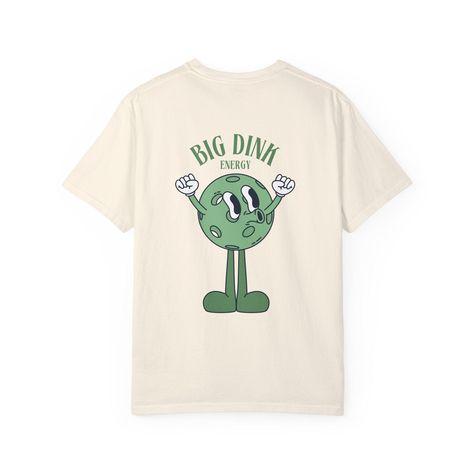 Upgrade your pickleball game with this "big dink energy" retro inspired graphic tee - Let everyone know who runs the court!  🥒Product Details: - Comfort Colors® garment-dyed t-shirt, 100% ring-spun cotton - Relaxed Fit - Heavy fabric  - Unisex - Double-needle stitching makes it highly durable while the lack of side-seams helps the shirt retain its tubular shape - Care: Machine wash cold tumble dry low - Runs true to size, size up 1 or 2 sizes for an oversized fit. --- No Returns or Exchanges -- Pickleball Shirts, Funny Pickleball Shirts, Pickleball Shirt, Balls Shirt, Pickle Ball, Pickleball, Dye T Shirt, Retro Inspired, Heavy Fabric