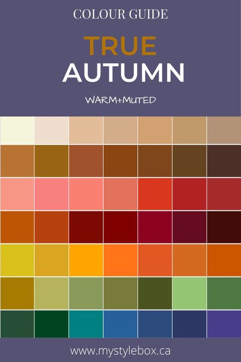 True Autumn Colour Guide | Fall color palette, Warm autumn, Autumn color palette fashion Pure Autumn Palette, True Autumn Color Outfits, True Autumn Colour Palette, Autumn Season Color Palette, Autumn Palette Colors, Autumn Colour Analysis, True Autumn Color Palette Outfits, True Autumn Palette, Warm Autumn Color Palette Outfits