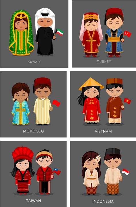 Different Cultures Around The World, Costumes Around The World, Travel Crafts, Kids Deco, Kids Around The World, Easy Art Projects, Country Kids, National Dress, Halloween Diy Crafts