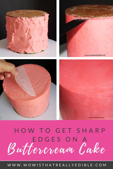 How To Make A Cake Smooth, How To Get Smooth Buttercream On Cake, Smoothing Cake Frosting, Smoothing Buttercream Frosting, Smooth Buttercream Cake, Cake Edge Piping, How To Smooth Cake Frosting, Smooth Frosting On Cake, Cake Top Designs