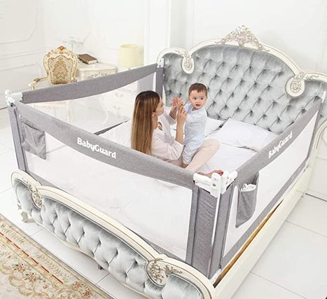 Amazon.com: BabyGuard Bed Rails for Toddlers - Extra Long and Tall Specially Designed for Twin, Full, Queen, King & California King Bed Mattress (3 Sides, Perfect for Full Bed) : Baby Kids Bed Rails, Baby Bed Rail, Bed Guard Rails, Infant Bed, Safety Bed, Kids Cot, Bed Guard, Bed Rails For Toddlers, Tall Bed