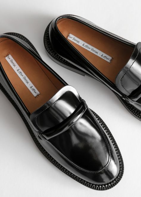 Leather Penny Loafers - Black - Loafers - & Other Stories Future Police, Pretty Edgy, Designer Loafers, Work Shoes Women, Dream Outfits, Woman Shoes, Black Loafers, Footwear Design Women, Shoes Booties