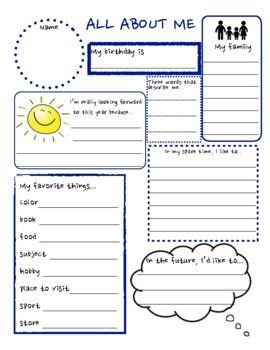 The "All About Me" worksheet is perfect for the first day of school! It gives students the opportunity to share a little bit about themselves and is a great way to fill some time between unpacking the classroom and setting expectations! ... About Me Worksheet, Me Worksheet, All About Me Printable, Elementary Worksheets, All About Me Worksheet, Get To Know You Activities, All About Me Activities, Substitute Teaching, About Me Activities