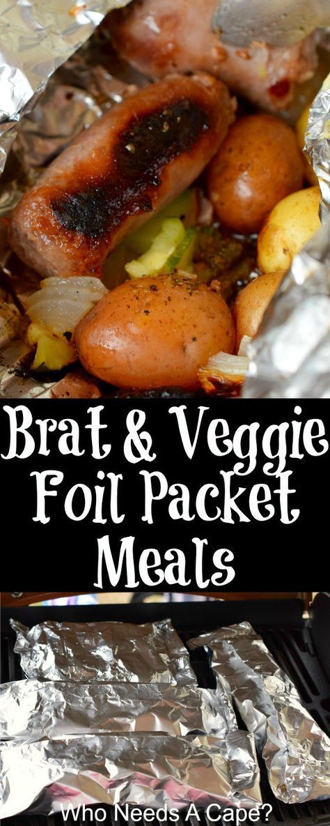 Hobo Meals, Grilled Brats, Bratwurst Recipes, Foil Pack Dinners, Foil Packet Dinners, Foil Pack Meals, Foil Dinners, Foil Packet Meals, Foil Packet