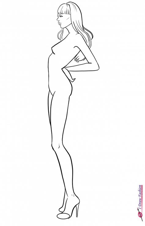 How to draw figure in side view pose for fashion design sketches -step-13 Side View Poses, Draw Side View, Drawing Sitting, I Draw Fashion, Fashion Model Drawing, Fashion Figure Templates, Arm Drawing, Fashion Illustration Poses, Draw Fashion