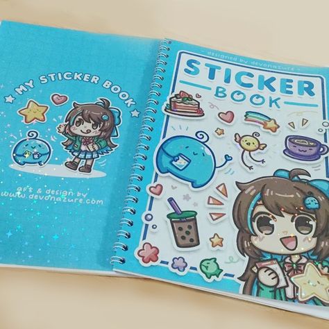 📚STICKER BOOKS!📑 📖40 pages to use, A5 size, white ring bound, hologram cover! Having commitment issues to decide where to put the stickers? Do you like collecting or hoarding stickers? Consider - STICKER BOOKS! ✨ Place, restick and move around stickers easily! This is such a life-changer for me, I used to get a lot of sticker books to collect my stickers and organize them by design, and it's getting kinda rare to see them in shops around me these days, so it's been a dream of mine to make m... Book Items, Commitment Issues, Sticker Books, Chibi Art, Ring Binder, Sticker Book, Book Cover Design, Art Stuff, White Ring