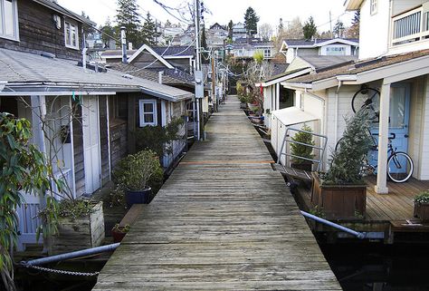 floating houses houseboats seattle portage bay Sausalito California, Houseboat Living, Boat Living, Floating Homes, Seattle Homes, House Boats, Lake Union, Boat Life, Bay House