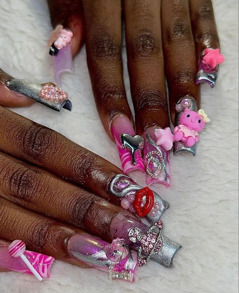 Kirby Nails, Cute Acrylic Nails, Glow Up?, Kirby, Acrylic Nails, Nail Designs, Nail Art, Nails, Quick Saves