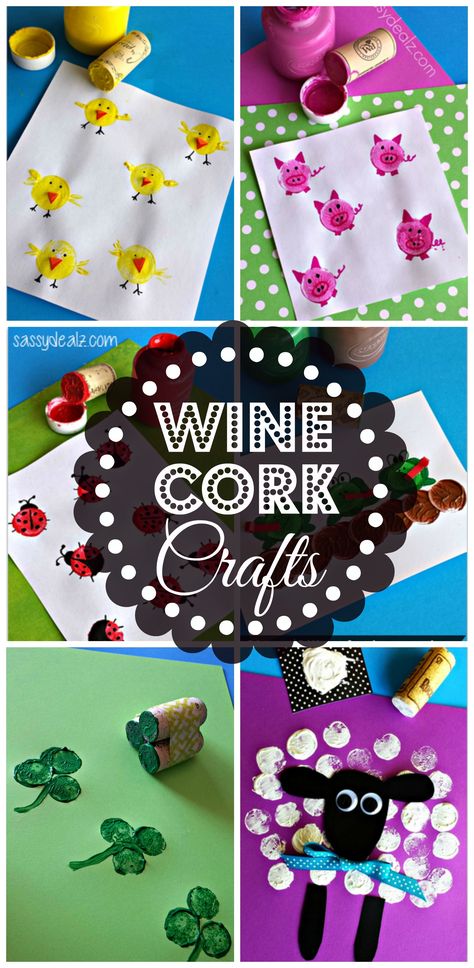 Wine Cork Crafts & Art Project for Kids #DIY #Kids crafts | CraftyMorning.com Cork Painting Ideas, Craft With Corks, Wine Cork Painting, Cork Painting, Cheap Art Projects, Diy Kids Crafts, Babysitting Crafts, Wine Cork Projects, Art Project For Kids