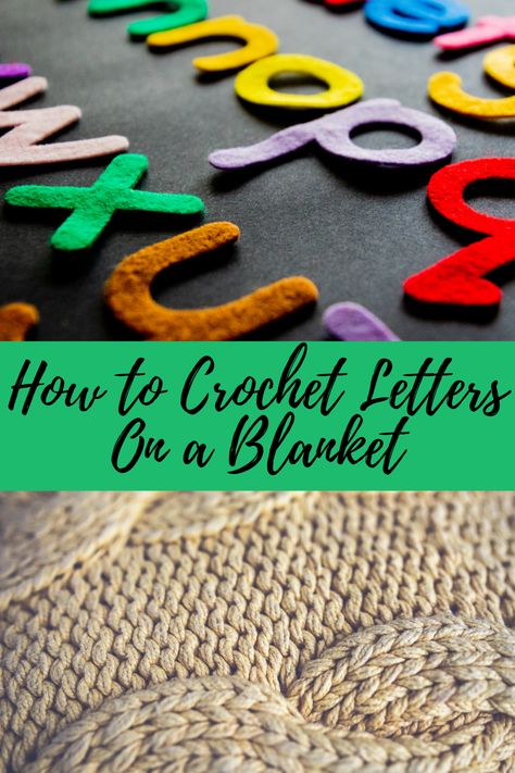 How To Stitch A Name On A Crochet Blanket, Crocheting Letters On Blanket, Add Name To Blanket, How To Crochet Letters Alphabet, How To Add Letters To Crochet, Crochet Words On Blanket Free Pattern, How To Crochet Letters Into Blanket, Crochet Names On Blankets, Monogram Crochet Blanket