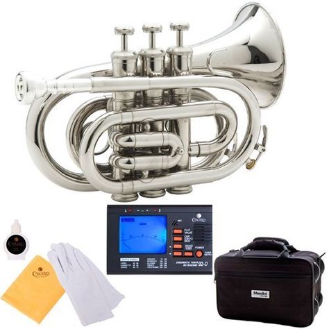 Mendini MPT-N Nickel Plated Bb Pocket Trumpet >>> Want additional info? Click on the image. Pocket Trumpet, Copper Uses, Brass Instruments, Brass Band, Trumpets, Backpack Straps, Musical Instruments, Music Bands, Plating