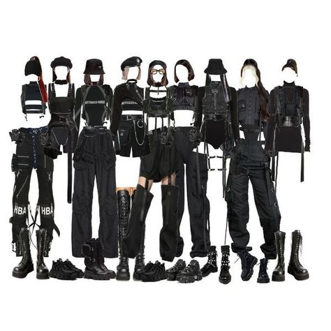 Group Outfit Ideas, Harness Bag, Monochromatic Fashion, Preformance Outfits, Swaggy Outfits, Kpop Fashion Outfits, Teenage Fashion Outfits, Performance Outfit, Edgy Outfits