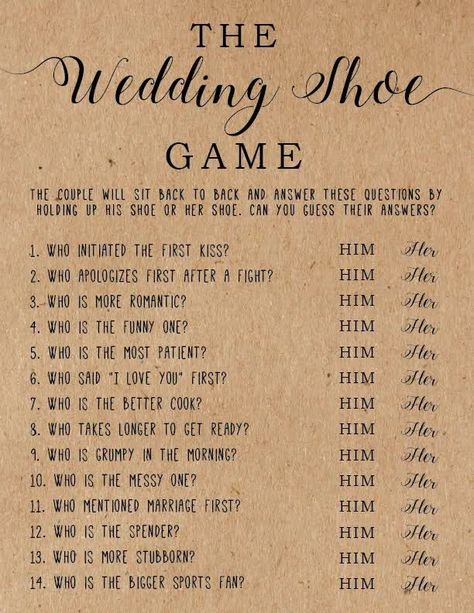 The Wedding Shoe Game, Wedding Shoe Game, Bridal Shower Games Funny, Games Wedding, Couples Bridal Shower, Couple Wedding Shower, Bridal Shower Planning, Bridal Shower Printables, Wedding Shower Games