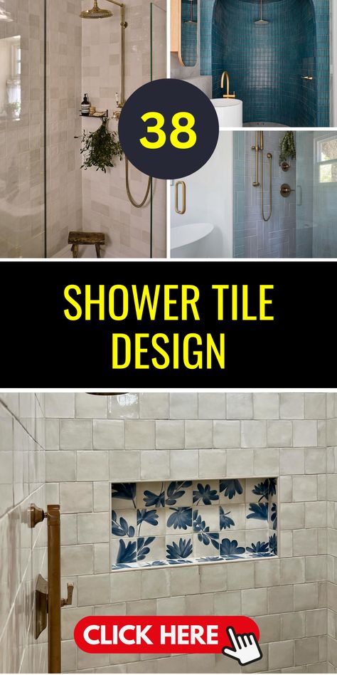 Unique Shower Tile Designs: 38 Inspirational Ideas for Your Bathroom - placeideal.com Large Bathroom Makeover, Restroom Decor Ideas Colors, Shower Tile Ideas Bathtub, Unique Shower Tile, Vertical Shower Tile, Bath Tile Design, Tile Around Bathtub, Shower Tile Design, Large Tile Bathroom