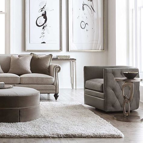 Bernhardt Furniture (@bernhardtfurniture) • Instagram photos and videos Leather Swivel Chair, Bernhardt Furniture, Timeless Interiors, Chair Side Table, Furnishings Design, Chic Home, Seating Arrangements, Living Room Seating, Swivel Chair