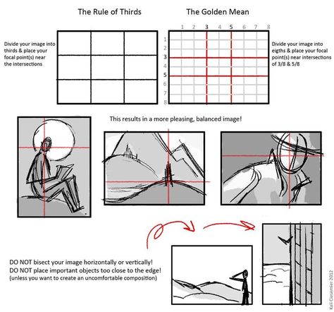 Creating composition (useful clues for artists, composition schemes) — Steemit Golden Mean, Comic Tutorial, Art Theory, Art Basics, Principles Of Art, Foto Tips, Composition Photography, Composition Design, Photography Lessons