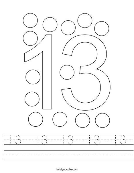 13 13 13 13 13 Worksheet - Twisty Noodle Number 13 Tracing Worksheet, 13 Worksheets Preschool, Number 13 Worksheets For Preschool, Number 13 Worksheet, Number 13 Worksheet For Preschool, Preschool Curriculum Free, June Activities, Transportation Worksheet, Number 13