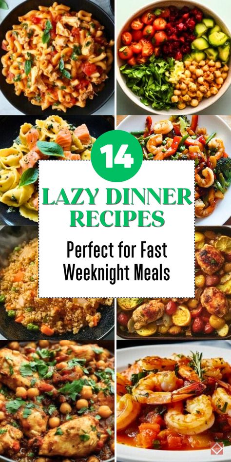 Looking for fast and easy dinner ideas? These 14 recipes are perfect for weeknights! Whether you’re cooking for two or feeding the family, these meals are healthy, budget-friendly, and delicious. Save this pin for your go-to weeknight meal inspiration! Easy Weekly Dinner Menu Ideas Healthy, Quick Easy Healthy Family Dinners, Weeknight Family Dinner Ideas Healthy, Lazy Dinners For Two, Full Dinner Ideas, 10 Minute Dinner Recipes, Weekday Dinner Ideas For Two, Fast And Healthy Dinners, Week Dinner Menu Ideas