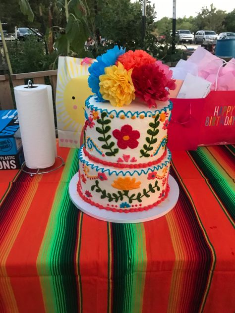 21st Birthday Cake Mexican, 2 Tier Mexican Fiesta Cake, 3 Tier Mexican Theme Cake, Tres Leches Tier Cake, 50th Fiesta Birthday Cake, Mexican Bday Cake, Mexican Party Cake Ideas, Simple Fiesta Cake, Mexican Theme Graduation Cake