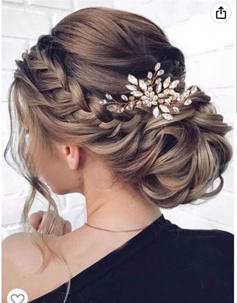 Vine Hair Accessories, Neat Wedding Hair, Bridal Hair Braided Updo, Bridal Hair Gold Accessories, Bridal Updo With Headpiece And Veil, Bridal Hair Half Up With Hair Piece, Womens Wedding Hairstyles, Wedding Hair Dues, Rustic Updo Bridal Hairstyles