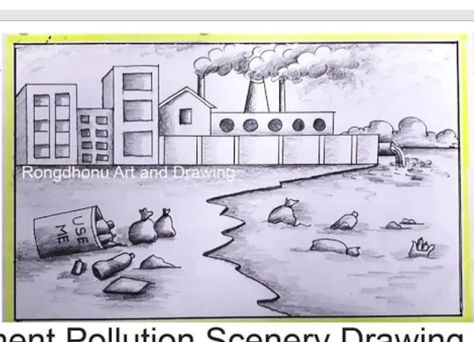 Air Pollution Drawing Easy, Environment Pollution Drawing, Water Pollution Drawing Easy, Air Pollution Drawing, Water Pollution Drawing, Water Pollution Poster, Pollution Drawing, Pollution Project, Pollution Pictures