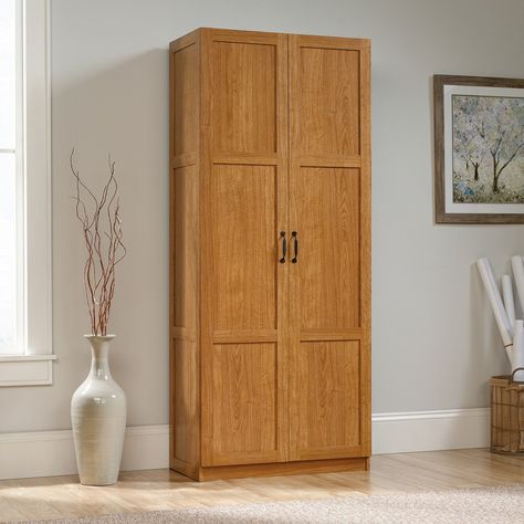 Sauder Deep Storage Cabinet, Brown Deep Storage Cabinet, Sauder Storage Cabinet, Utility Shelves, Pantry Storage Cabinet, Brown Cabinets, Office Storage Cabinets, Innovative Furniture, Wood Storage Cabinets, Storage Cabinet Shelves