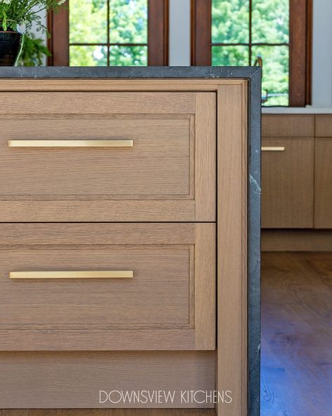 Light Walnut Cabinets Kitchen, Modern Kitchen Hardware Drawer Pulls, Engineered Flooring Ideas, Modern Cabinetry Kitchen, White Oak Cabinets Bathroom, Cabinet Door Profiles, Kitchen Ideas Light Wood Cabinets, Light Walnut Kitchen Cabinets, Cabinet Door Styles Modern